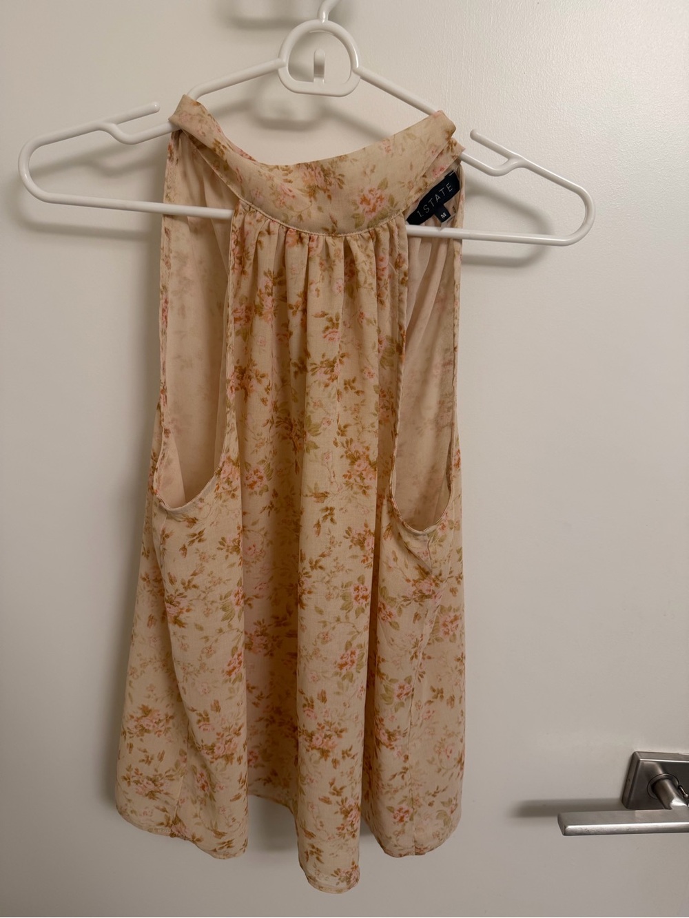 STATE Cream Floral Halter Camisole with Pink Accents